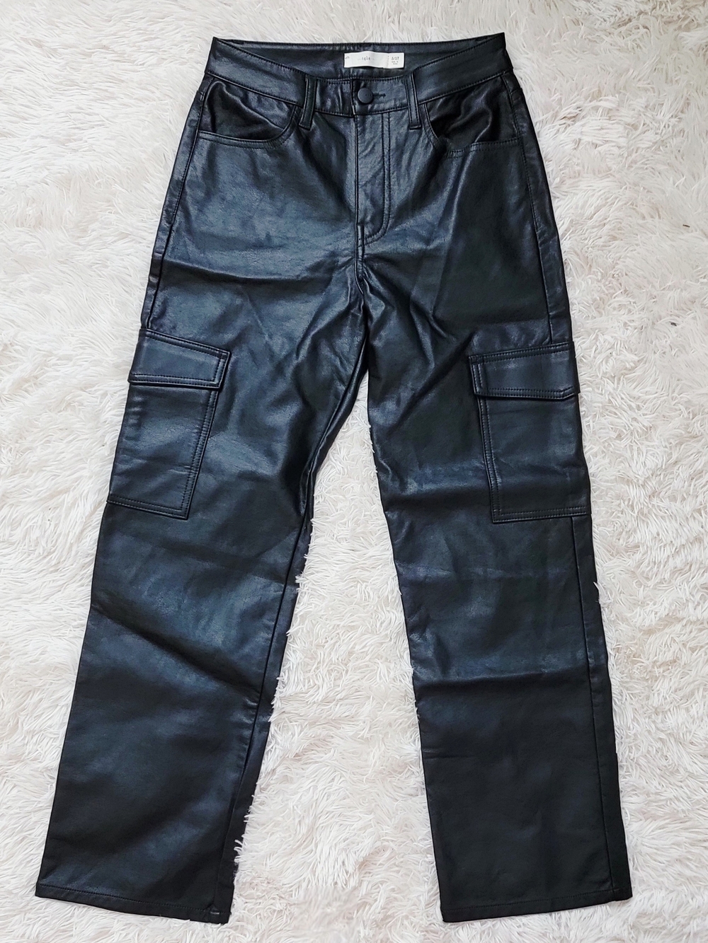 Black Faux Leather Cargo Pants - Women's Sz 5/27